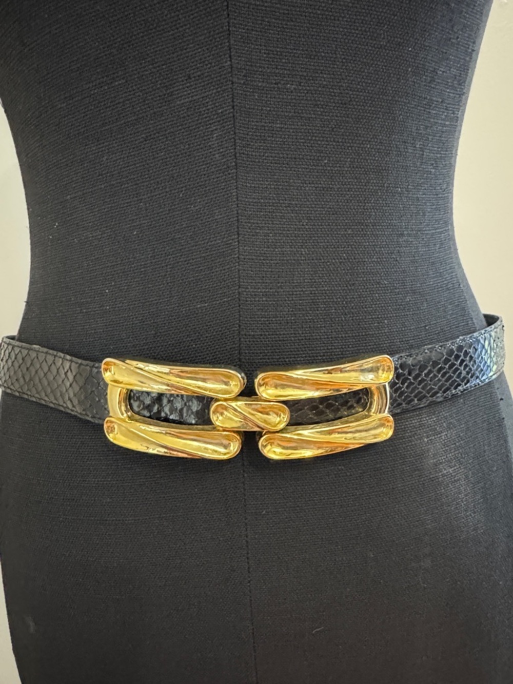 90s Ritz Accessories Collection Snake Skin Black and Gold Belt